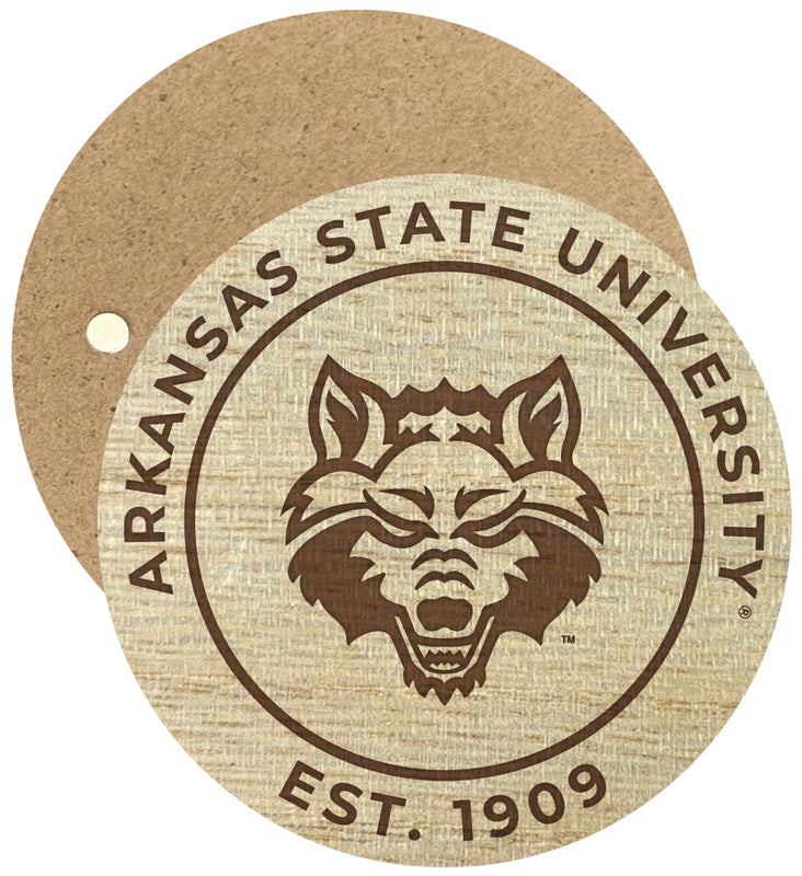 Arkansas State Engraved Round Wooden 2.5" Fridge Magnet Officially Licensed Collegiate Product 4-Pack