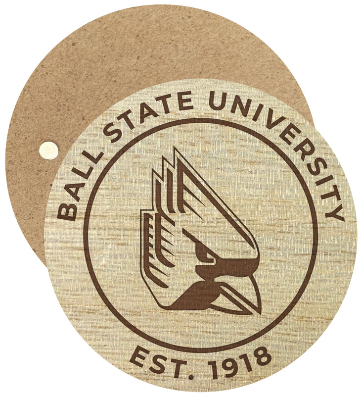 Ball State University Engraved Round Wooden 2.5" Fridge Magnet Officially Licensed Collegiate Product Single