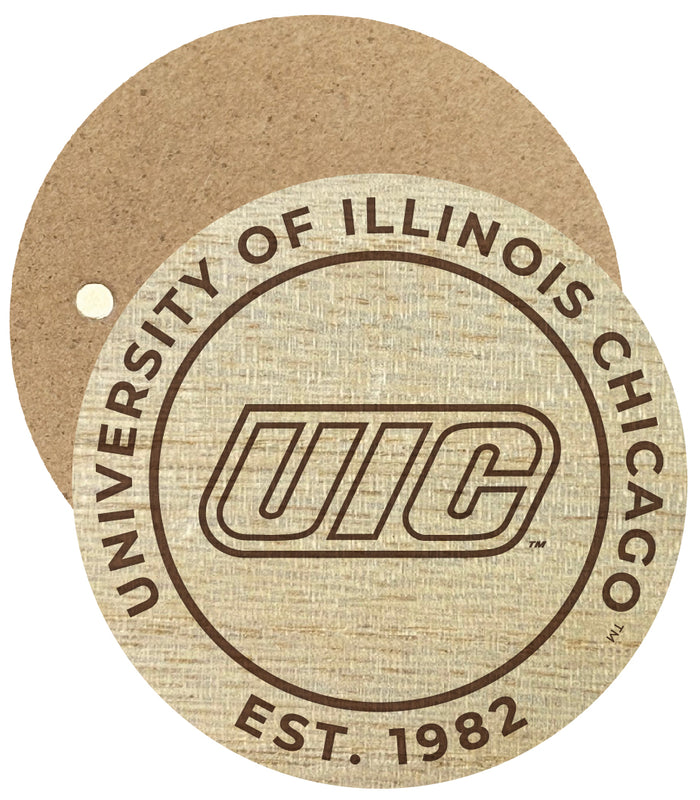 University of Illinois at Chicago Engraved Round Wooden 2.5" Fridge Magnet Officially Licensed Collegiate Product Single
