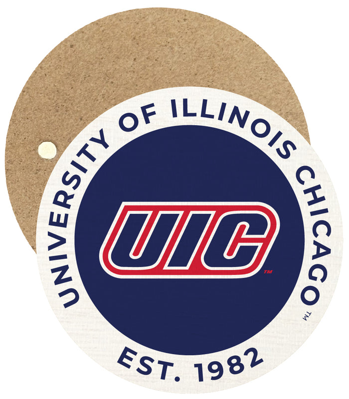University of Illinois at Chicago Round Wooden 2.5" Fridge Magnet Officially Licensed Collegiate Product 4-Pack
