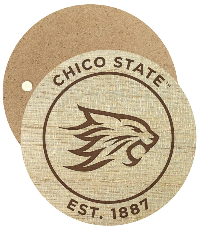 California State University, Chico Engraved Round Wooden 2.5" Fridge Magnet Officially Licensed Collegiate Product 2-Pack