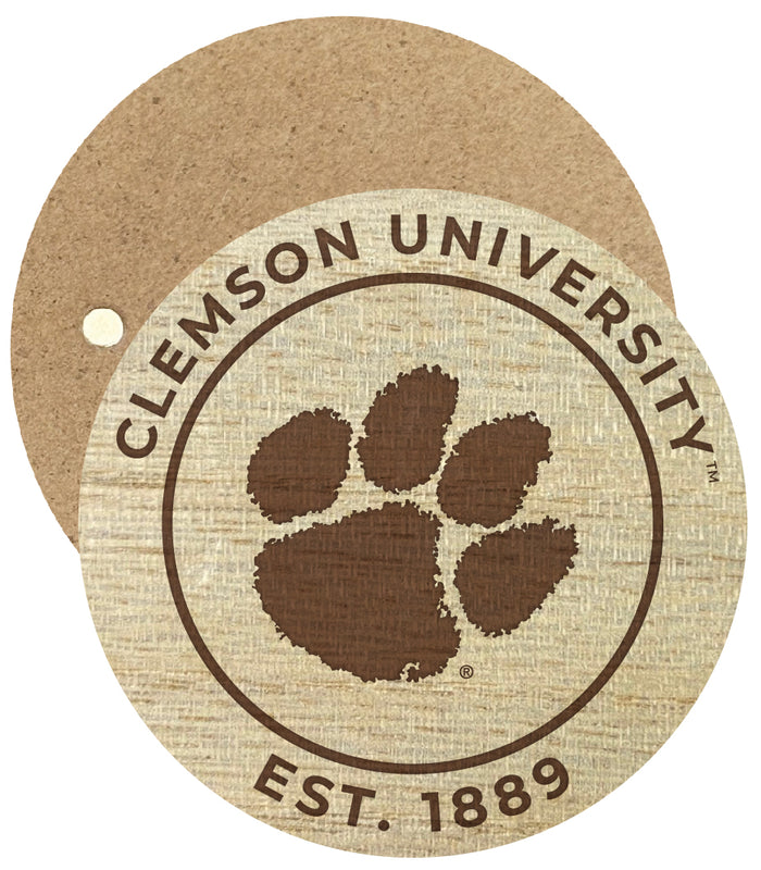 Clemson Tigers Engraved Round Wooden 2.5" Fridge Magnet Officially Licensed Collegiate Product Single