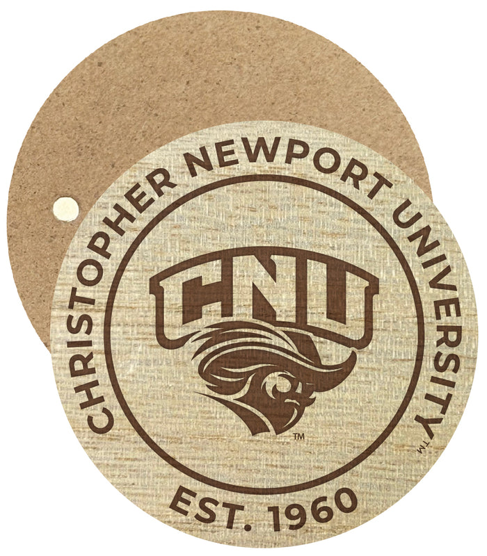 Christopher Newport Captains Engraved Round Wooden 2.5" Fridge Magnet Officially Licensed Collegiate Product 2-Pack