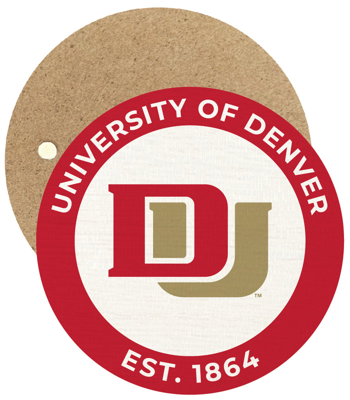 University of Denver Pioneers Round Wooden 2.5" Fridge Magnet Officially Licensed Collegiate Product Single
