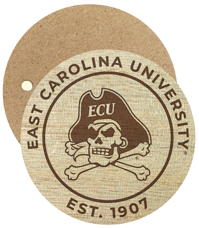 East Carolina Pirates Engraved Round Wooden 2.5" Fridge Magnet Officially Licensed Collegiate Product Single
