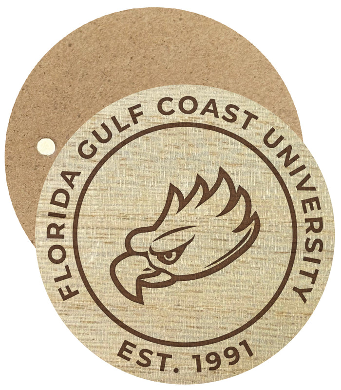 Florida Gulf Coast Eagles Engraved Round Wooden 2.5" Fridge Magnet Officially Licensed Collegiate Product Single