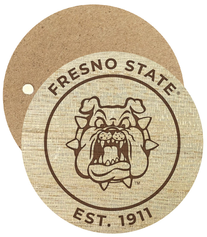 Fresno State Bulldogs Engraved Round Wooden 2.5" Fridge Magnet Officially Licensed Collegiate Product 4-Pack