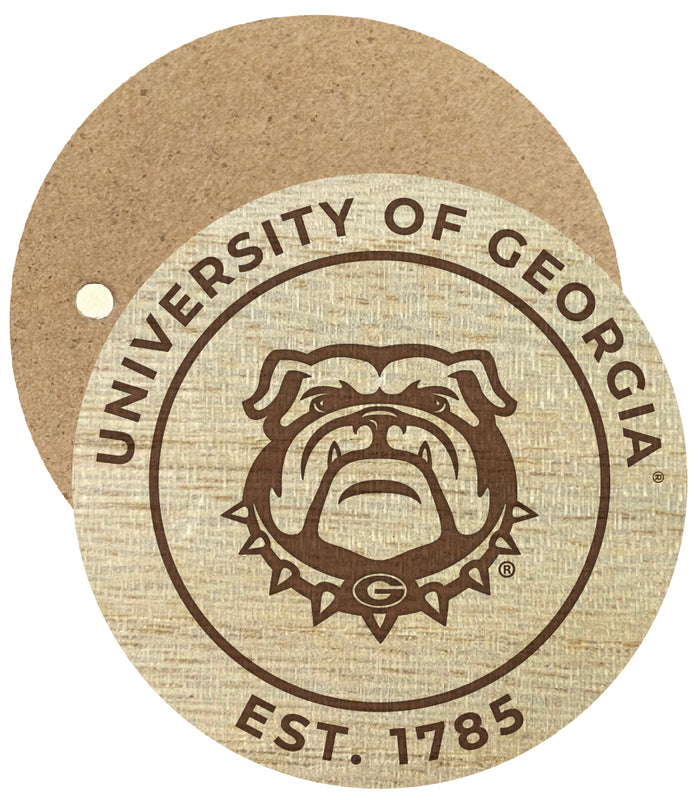 Georgia Bulldogs Engraved Round Wooden 2.5" Fridge Magnet Officially Licensed Collegiate Product 2-Pack