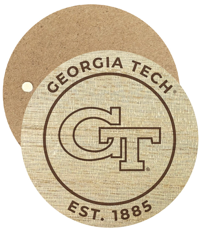 Georgia Tech Yellow Jackets Engraved Round Wooden 2.5" Fridge Magnet Officially Licensed Collegiate Product Single