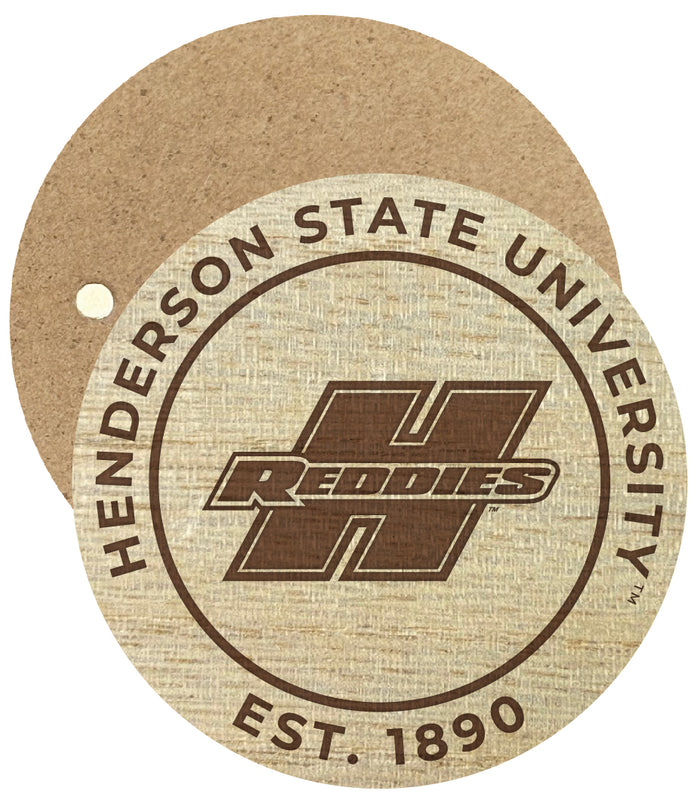 Henderson State Reddies Engraved Round Wooden 2.5" Fridge Magnet Officially Licensed Collegiate Product 2-Pack