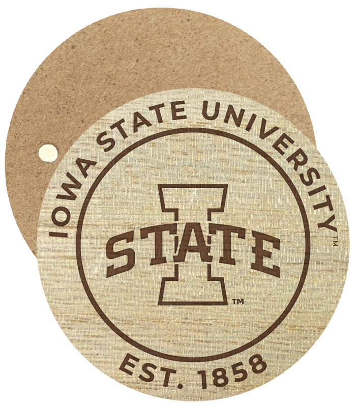Iowa State Cyclones Engraved Round Wooden 2.5" Fridge Magnet Officially Licensed Collegiate Product Single