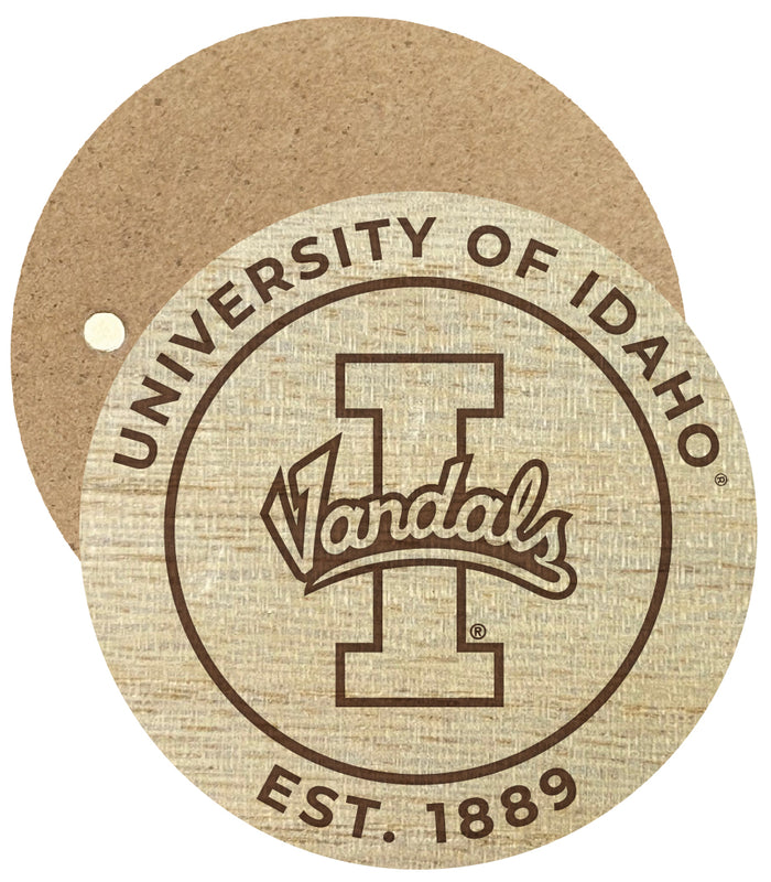 Idaho Vandals Engraved Round Wooden 2.5" Fridge Magnet Officially Licensed Collegiate Product 2-Pack