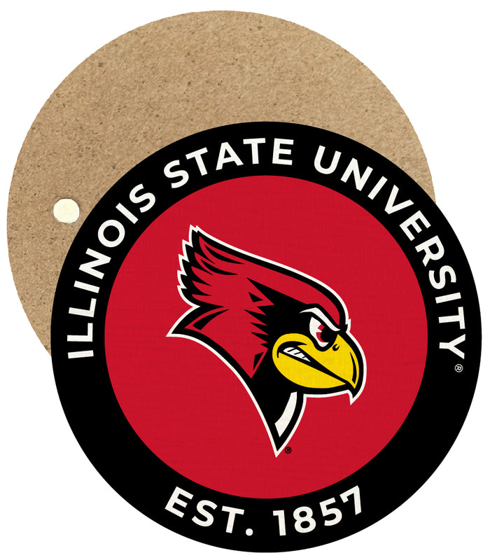 Illinois State Redbirds Round Wooden 2.5" Fridge Magnet Officially Licensed Collegiate Product 2-Pack