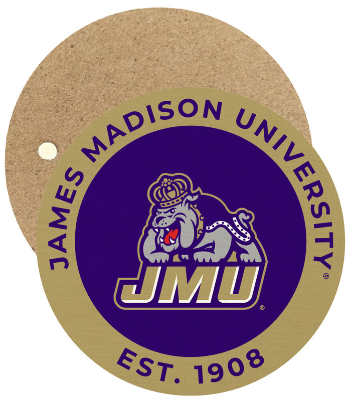 James Madison Dukes Round Wooden 2.5" Fridge Magnet Officially Licensed Collegiate Product 4-Pack