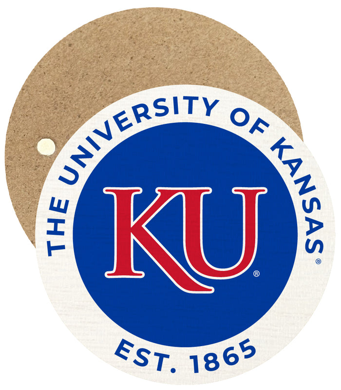 Kansas Jayhawks Round Wooden 2.5" Fridge Magnet Officially Licensed Collegiate Product 4-Pack