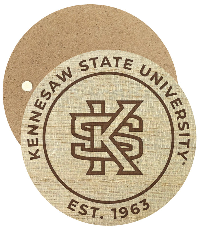 Kennesaw State University Engraved Round Wooden 2.5" Fridge Magnet Officially Licensed Collegiate Product 2-Pack
