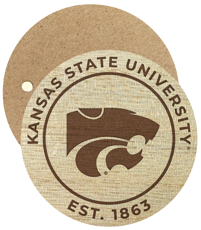 Kansas State Wildcats Engraved Round Wooden 2.5" Fridge Magnet Officially Licensed Collegiate Product 2-Pack