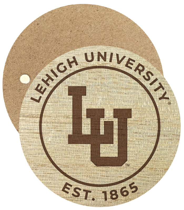 Lehigh University Mountain Hawks Engraved Round Wooden 2.5" Fridge Magnet Officially Licensed Collegiate Product 2-Pack