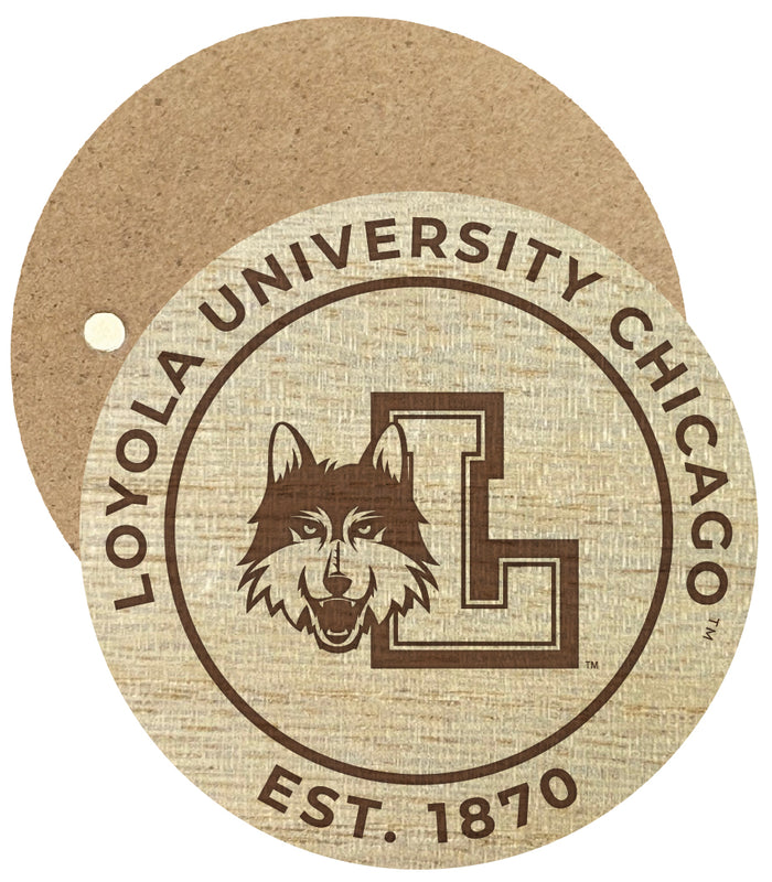 Loyola University Ramblers Engraved Round Wooden 2.5" Fridge Magnet Officially Licensed Collegiate Product Single