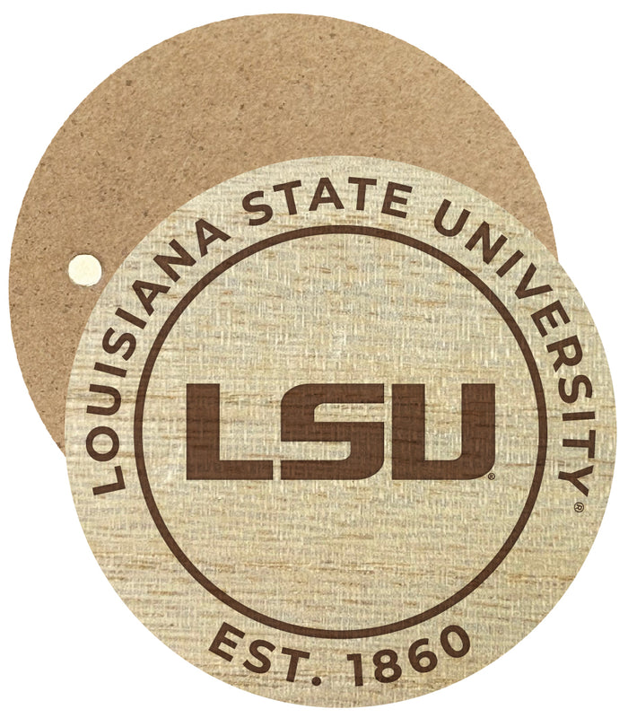 LSU Tigers Engraved Round Wooden 2.5" Fridge Magnet Officially Licensed Collegiate Product Single