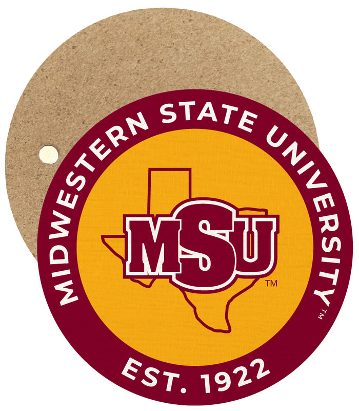 Midwestern State University Mustangs Round Wooden 2.5" Fridge Magnet Officially Licensed Collegiate Product 2-Pack