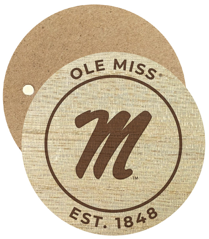 Mississippi Rebels "Ole Miss" Engraved Round Wooden 2.5" Fridge Magnet Officially Licensed Collegiate Product Single