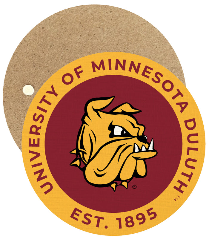 Minnesota Duluth Bulldogs Round Wooden 2.5" Fridge Magnet Officially Licensed Collegiate Product 4-Pack