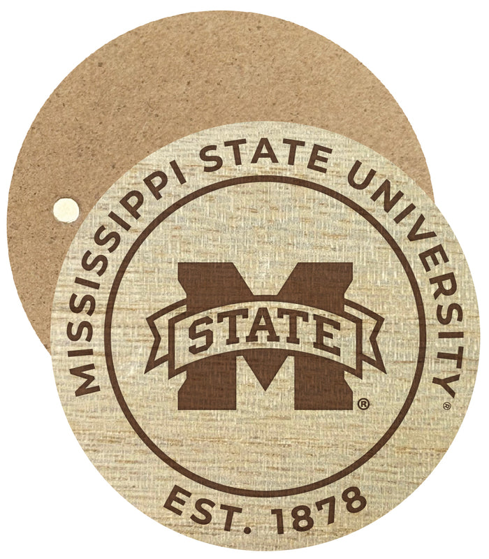 Mississippi State Bulldogs Engraved Round Wooden 2.5" Fridge Magnet Officially Licensed Collegiate Product 4-Pack