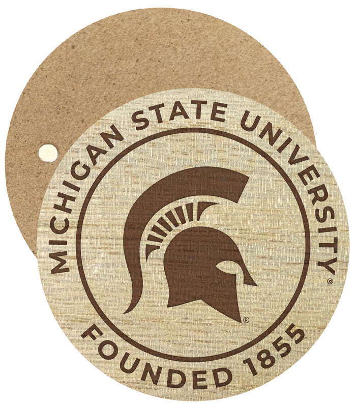 Michigan State Spartans Engraved Round Wooden 2.5" Fridge Magnet Officially Licensed Collegiate Product Single