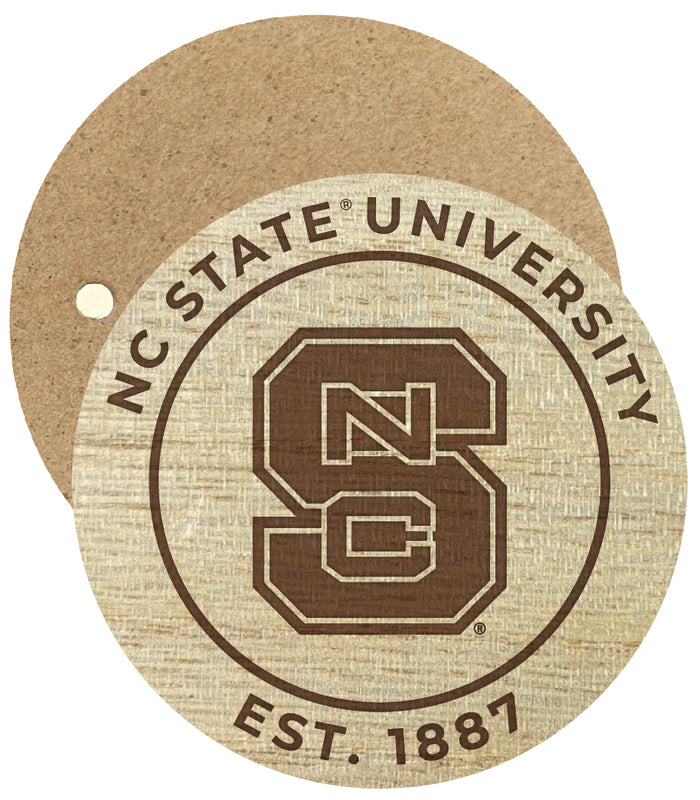 NC State Wolfpack Engraved Round Wooden 2.5" Fridge Magnet Officially Licensed Collegiate Product 2-Pack