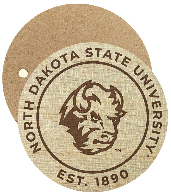North Dakota State Bison Engraved Round Wooden 2.5" Fridge Magnet Officially Licensed Collegiate Product Single