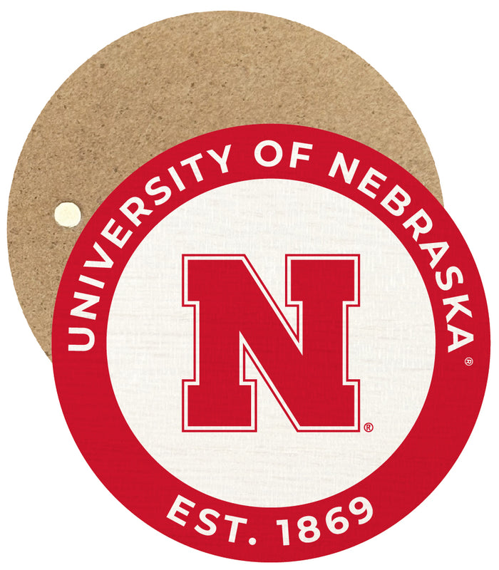Nebraska Cornhuskers Round Wooden 2.5" Fridge Magnet Officially Licensed Collegiate Product 4-Pack