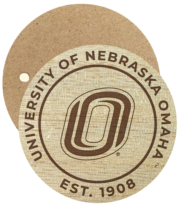 Nebraska at Omaha Engraved Round Wooden 2.5" Fridge Magnet Officially Licensed Collegiate Product 4-Pack