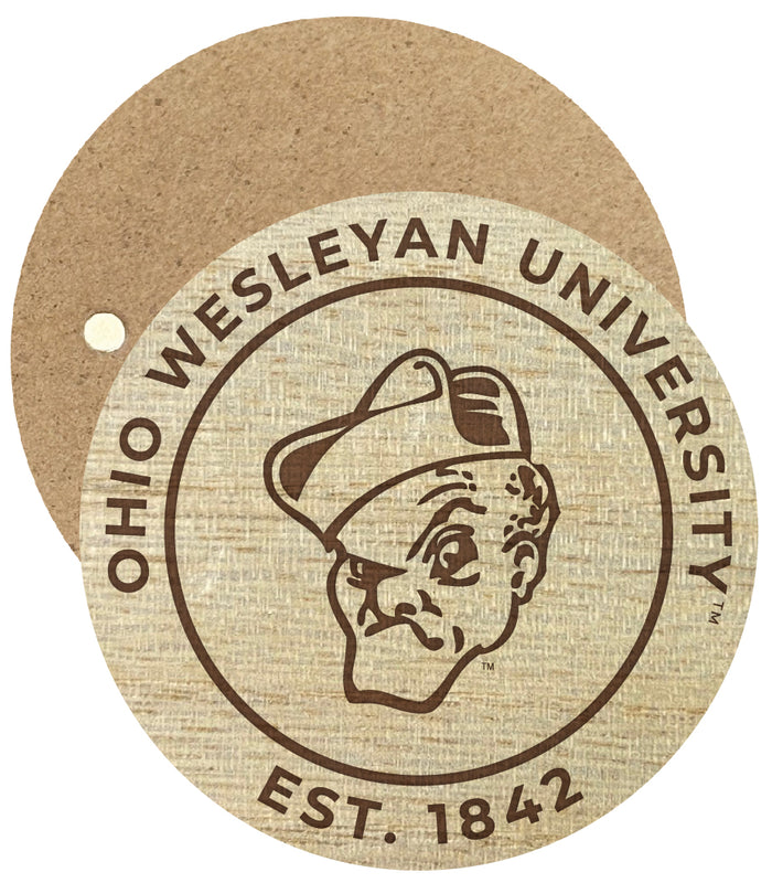 Ohio Wesleyan University Engraved Round Wooden 2.5" Fridge Magnet Officially Licensed Collegiate Product 2-Pack
