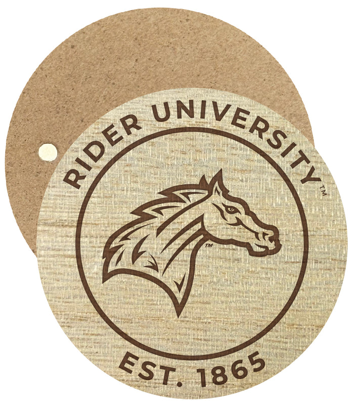 Rider University Broncs Engraved Round Wooden 2.5" Fridge Magnet Officially Licensed Collegiate Product 2-Pack