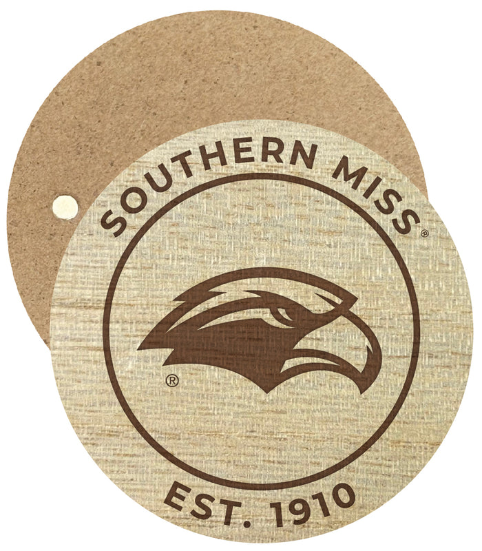 Southern Mississippi Golden Eagles Engraved Round Wooden 2.5" Fridge Magnet Officially Licensed Collegiate Product Single