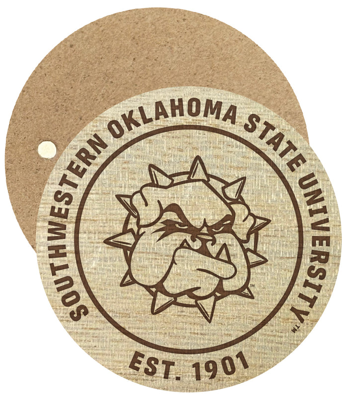 Southwestern Oklahoma State University Engraved Round Wooden 2.5" Fridge Magnet Officially Licensed Collegiate Product 4-Pack