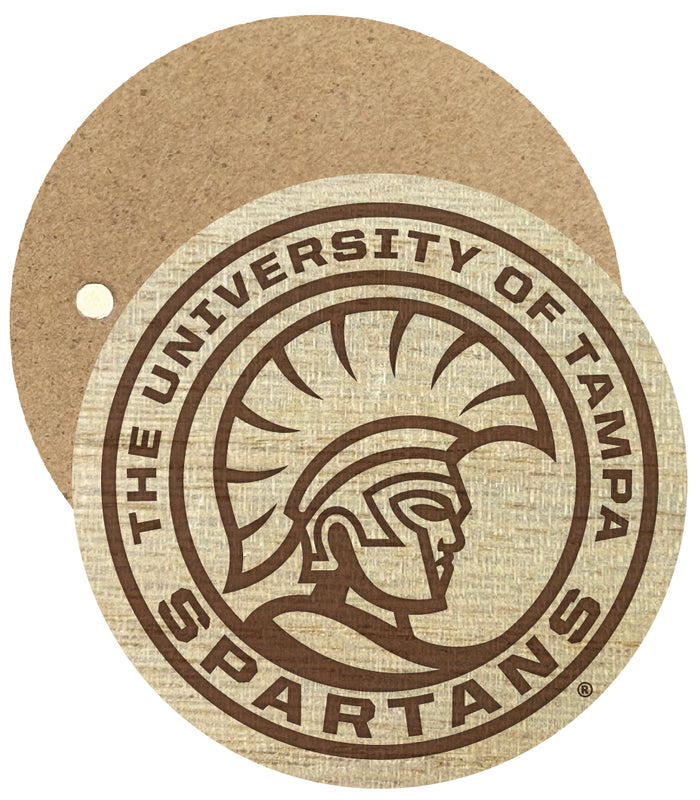 University of Tampa Spartans Engraved Round Wooden 2.5" Fridge Magnet Officially Licensed Collegiate Product 4-Pack
