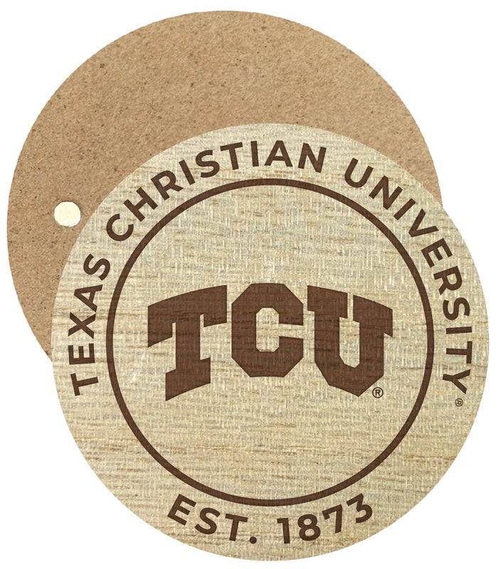 Texas Christian University Engraved Round Wooden 2.5" Fridge Magnet Officially Licensed Collegiate Product Single