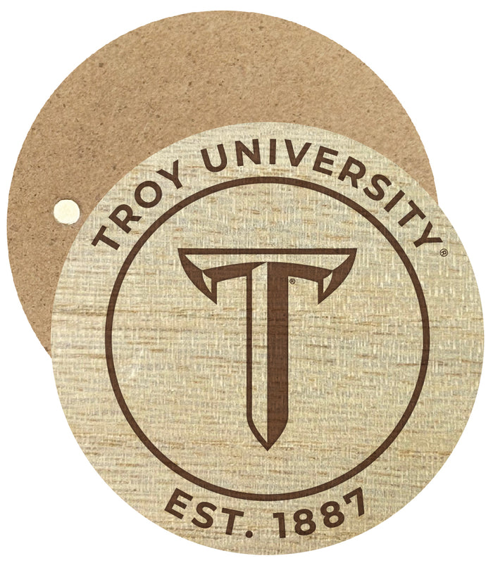 Troy University Engraved Round Wooden 2.5" Fridge Magnet Officially Licensed Collegiate Product 4-Pack