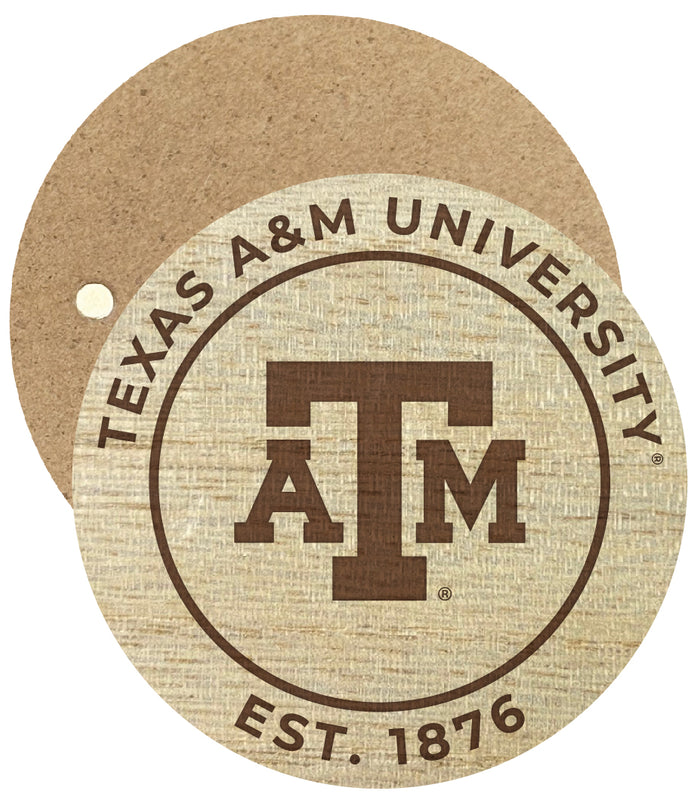 Texas A&M Aggies Engraved Round Wooden 2.5" Fridge Magnet Officially Licensed Collegiate Product 2-Pack