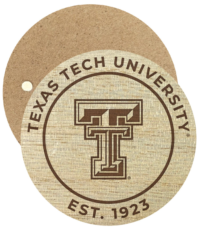 Texas Tech Red Raiders Engraved Round Wooden 2.5" Fridge Magnet Officially Licensed Collegiate Product 4-Pack