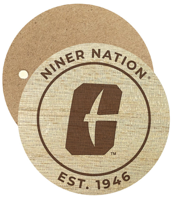 North Carolina Charlotte Forty-Niners Engraved Round Wooden 2.5" Fridge Magnet Officially Licensed Collegiate Product Single