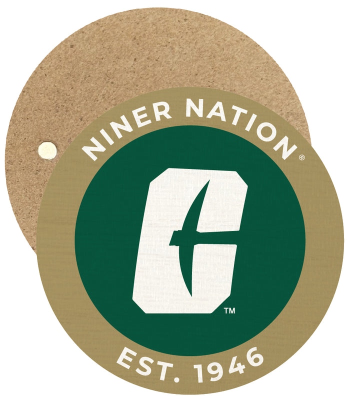 North Carolina Charlotte Forty-Niners Round Wooden 2.5" Fridge Magnet Officially Licensed Collegiate Product 4-Pack