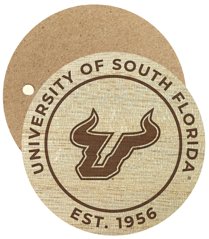 South Florida Bulls Engraved Round Wooden 2.5" Fridge Magnet Officially Licensed Collegiate Product Single