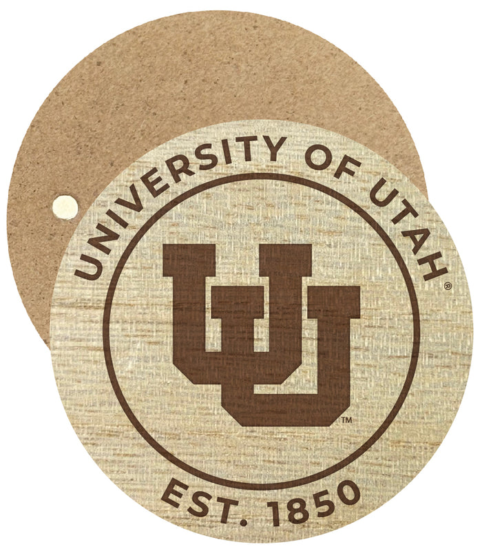Utah Utes Engraved Round Wooden 2.5" Fridge Magnet Officially Licensed Collegiate Product 4-Pack
