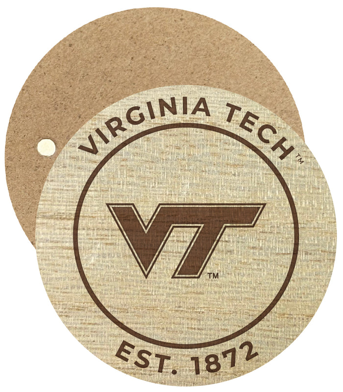 Virginia Tech Hokies Engraved Round Wooden 2.5" Fridge Magnet Officially Licensed Collegiate Product Single