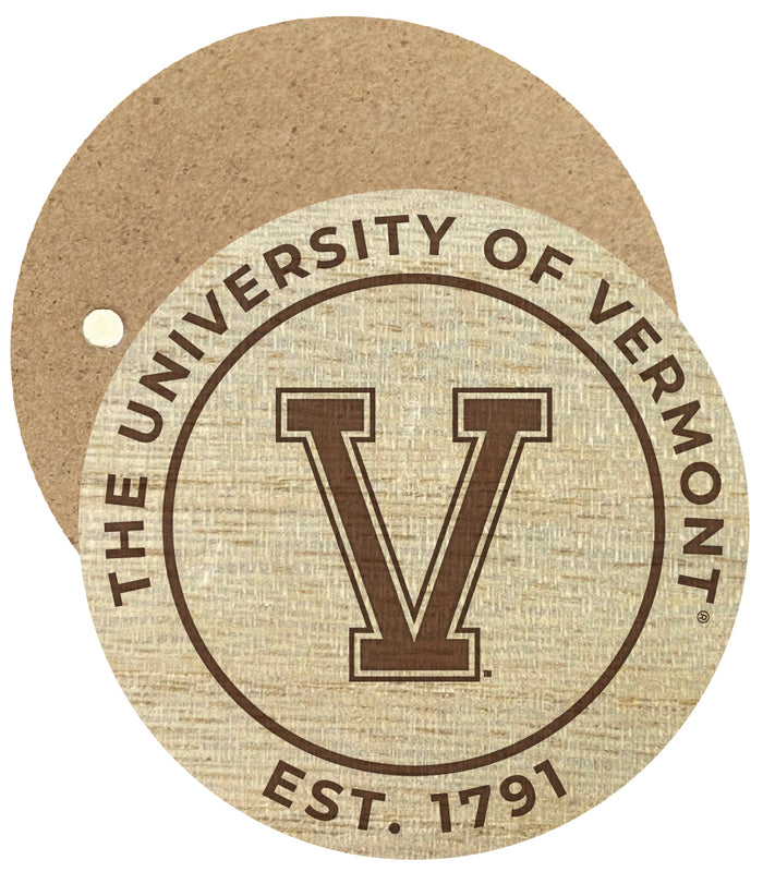 Vermont Catamounts Engraved Round Wooden 2.5" Fridge Magnet Officially Licensed Collegiate Product 4-Pack