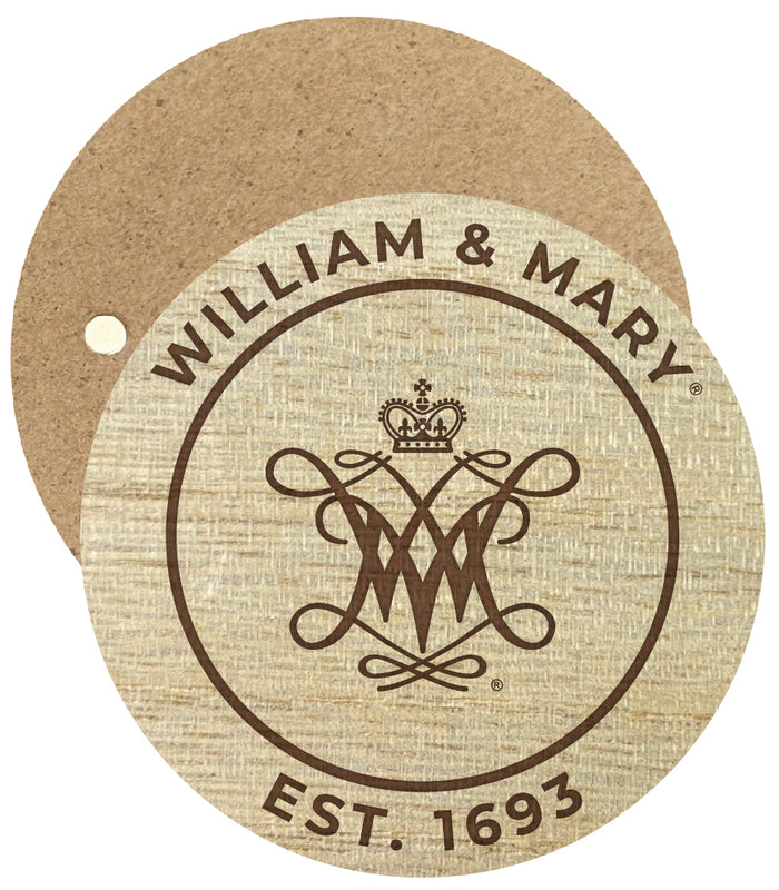 William and Mary Engraved Round Wooden 2.5" Fridge Magnet Officially Licensed Collegiate Product 4-Pack