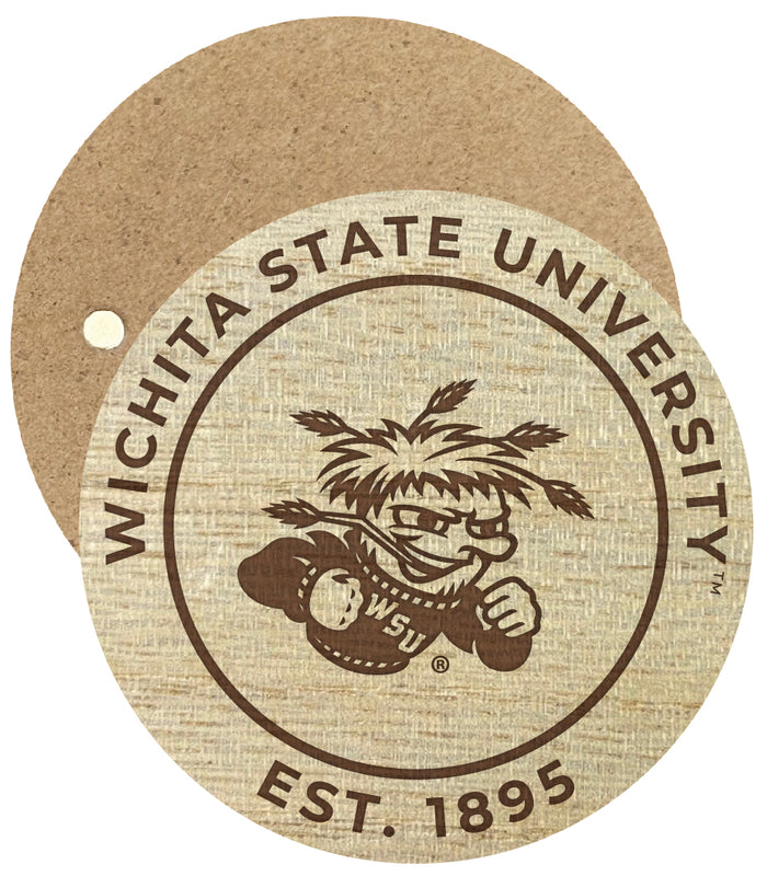 Wichita State Shockers Engraved Round Wooden 2.5" Fridge Magnet Officially Licensed Collegiate Product Single
